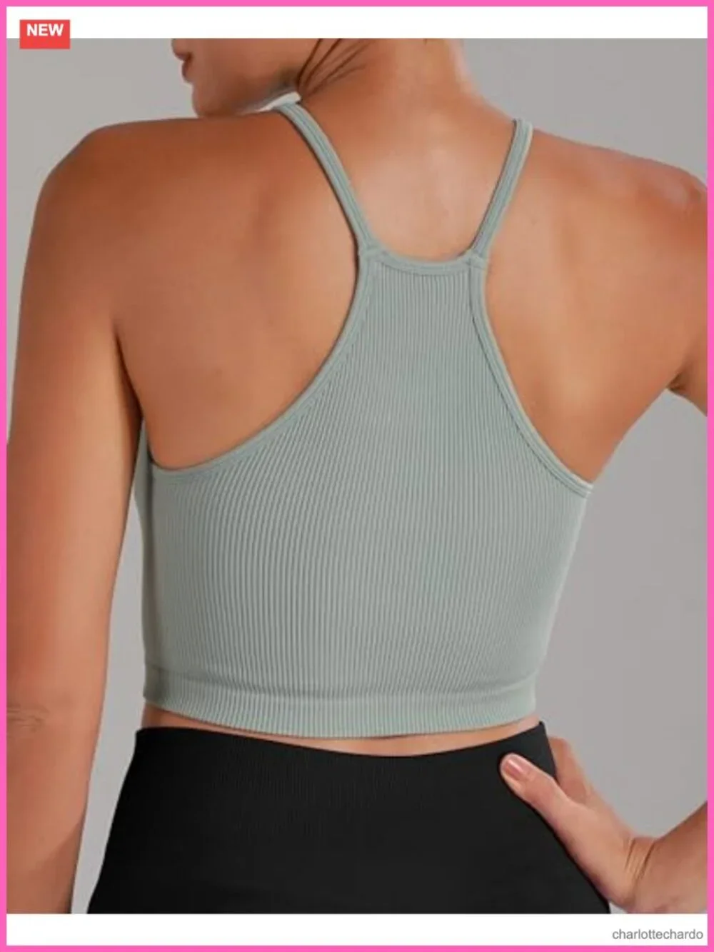 Seamless Ribbed Crop Tank Top Racerback Camisole Buttery Soft Nylon Spandex